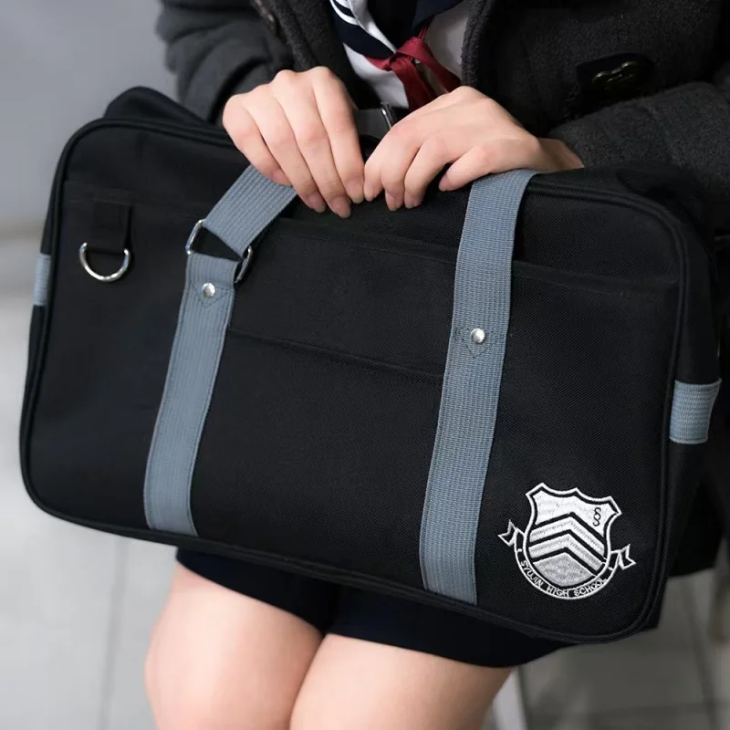 Game Amamiya Ren Joker Syujin High School Cospaly Student JK Uniform Shoulder Bag Travel Black Handbag Accessory photo 3