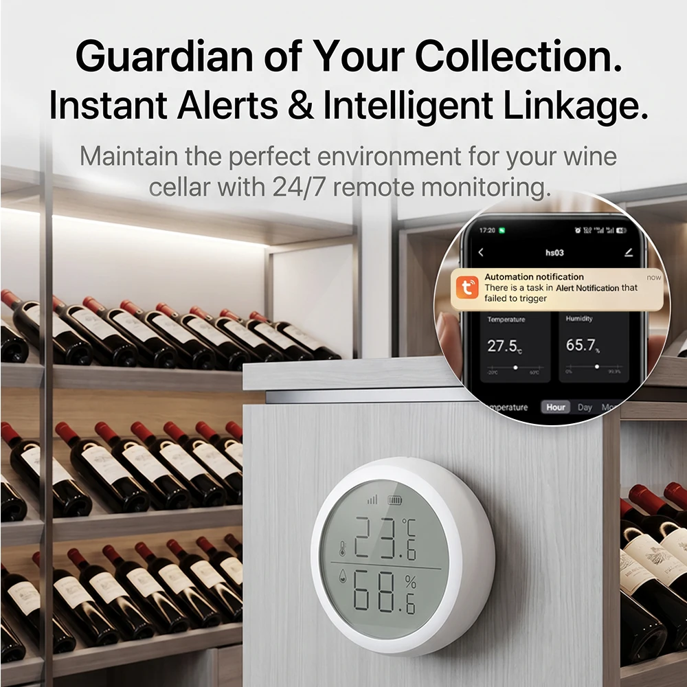 Wireless Temperature Humidity Sensor Indoor Compatible with Tuya Smart Life App ZigBee Alexa/Google Home for Baby Room Cellar photo 6
