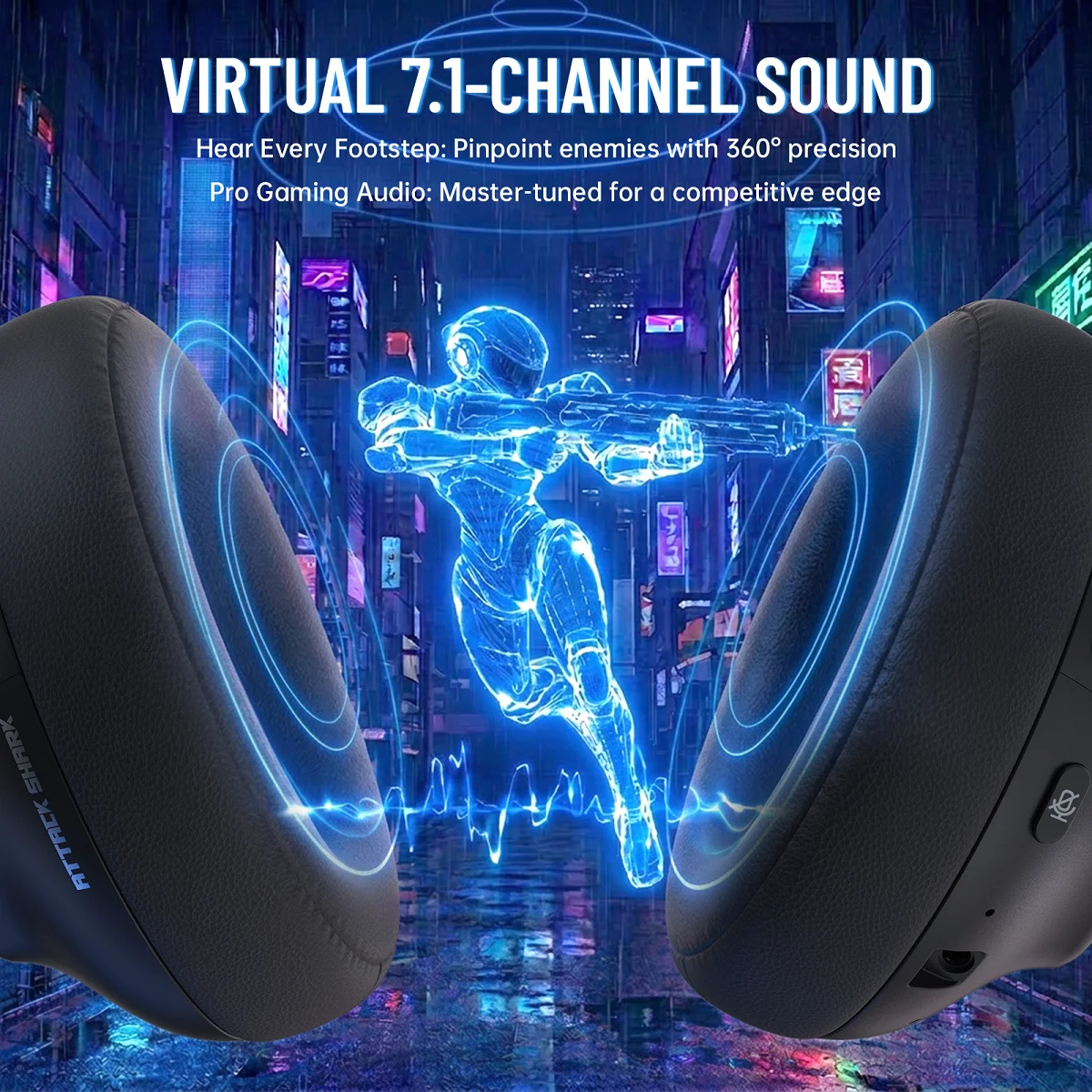 ATTACK SHARK L50PRO Wireless Gaming Headse,1100mah,7.1 Surround Sound, 53mm Drivers,20ms Low Latency,Detachable mic, Aluminum photo 6