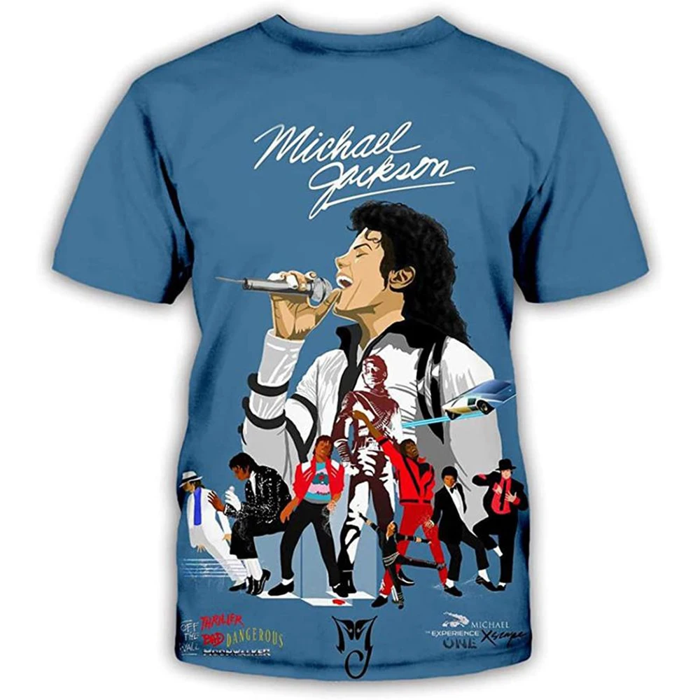 Summer fashion Michael Jackson hip-hop singer retro cool casual men Harajuku streetwear short sleeved photo 5