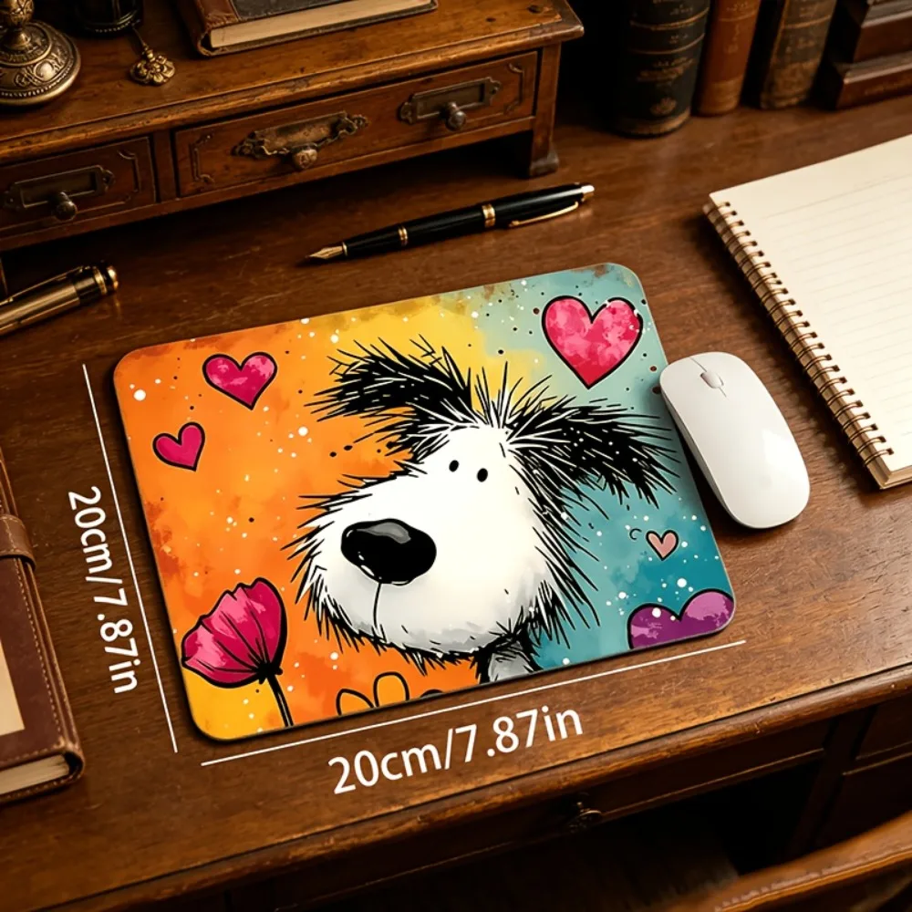 CIFBUY Small Gaming Mouse Pad Cartoon Dog Heart PC Keyboard Desk Mat Durable Non-Slip Rubber Base Home Office Laptop Computer De photo 5
