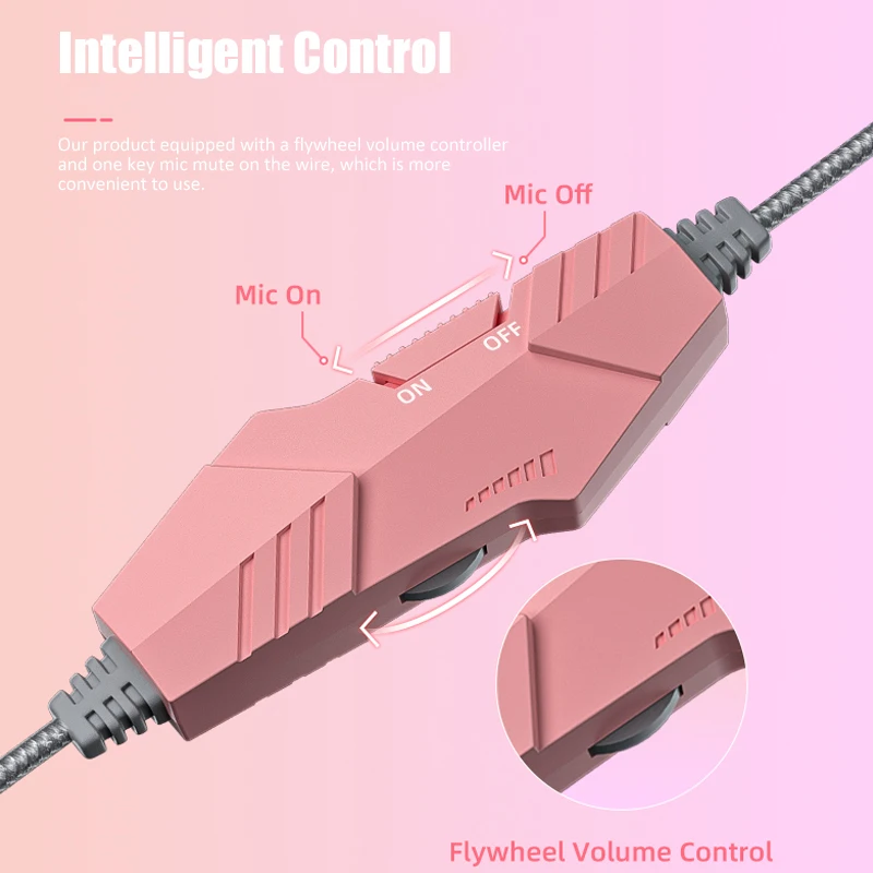Cute Cat Ear Gaming Headphones with Mic Noise Reduced RGB Pink Girls Headset Gamer Accessories for PS4 Xbox Phone PC Kid Gift photo 5
