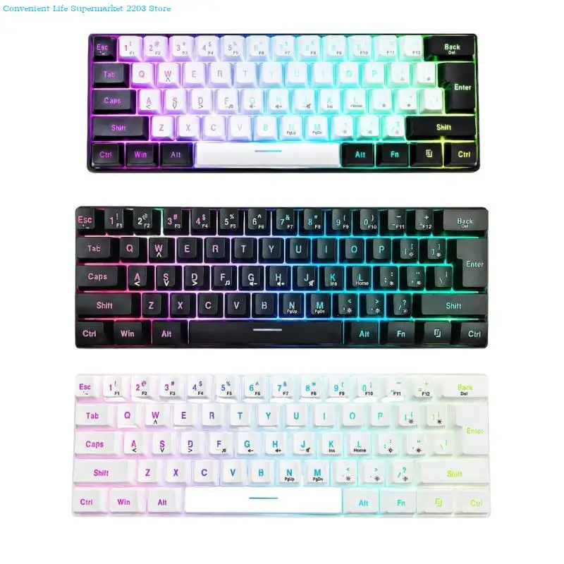 Mini 61-Key USB Mechanical Keyboard with Raised Profile, Small 60% for Laptop Typing, Office Desks, Study Areas, and Play photo 2