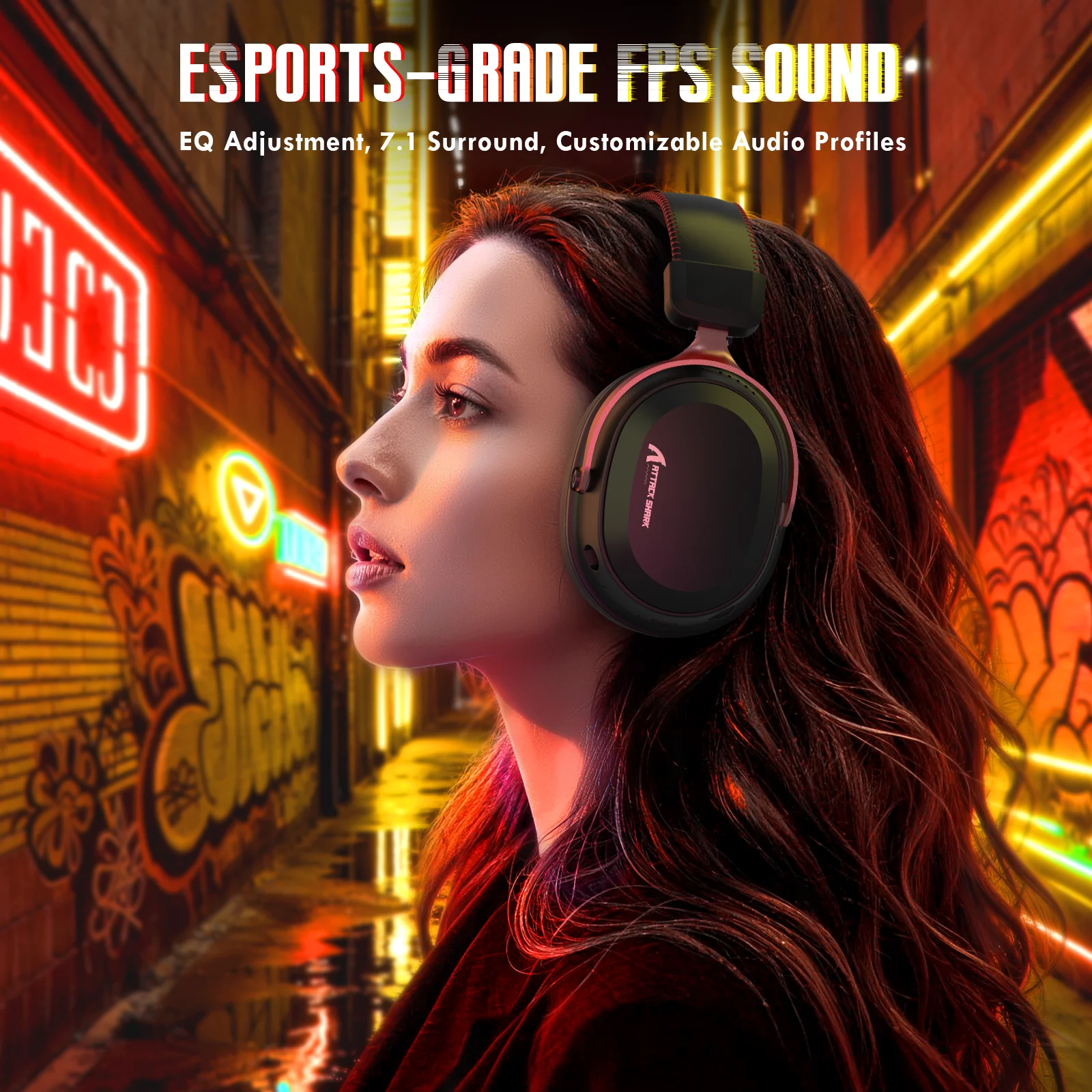 ATTACK SHARK L30PRO Wireless Gaming Headset,7.1 Surround Sound, 50mm Drivers,20ms Low Latency,Detachable Noise-Canceling Mic photo 3