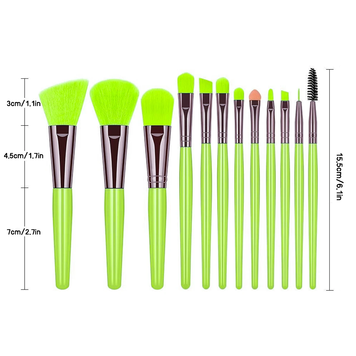 12PC High-Value Fluorescent Green Makeup Brush Set Soft Bristle No Shed Easily Must Have for Applying Foundation Blush Eyeshadow photo 6