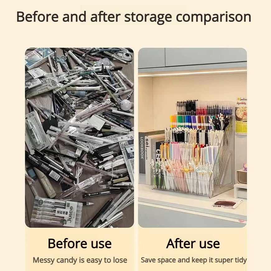 1pcs Large-Capacity Acrylic Desk Divider Watercolor Pencil Organizer Stationery Store Storage Rack Marker Pencil Holder photo 5