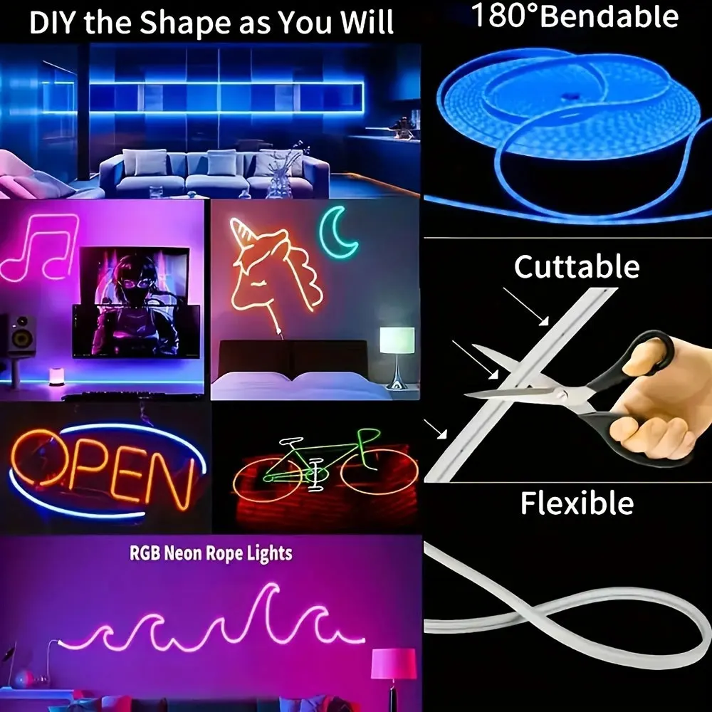 RGB Neon Strip Lights with 20Keys Remote Flexible Ambient Lighting for Living Room Decoration photo 5