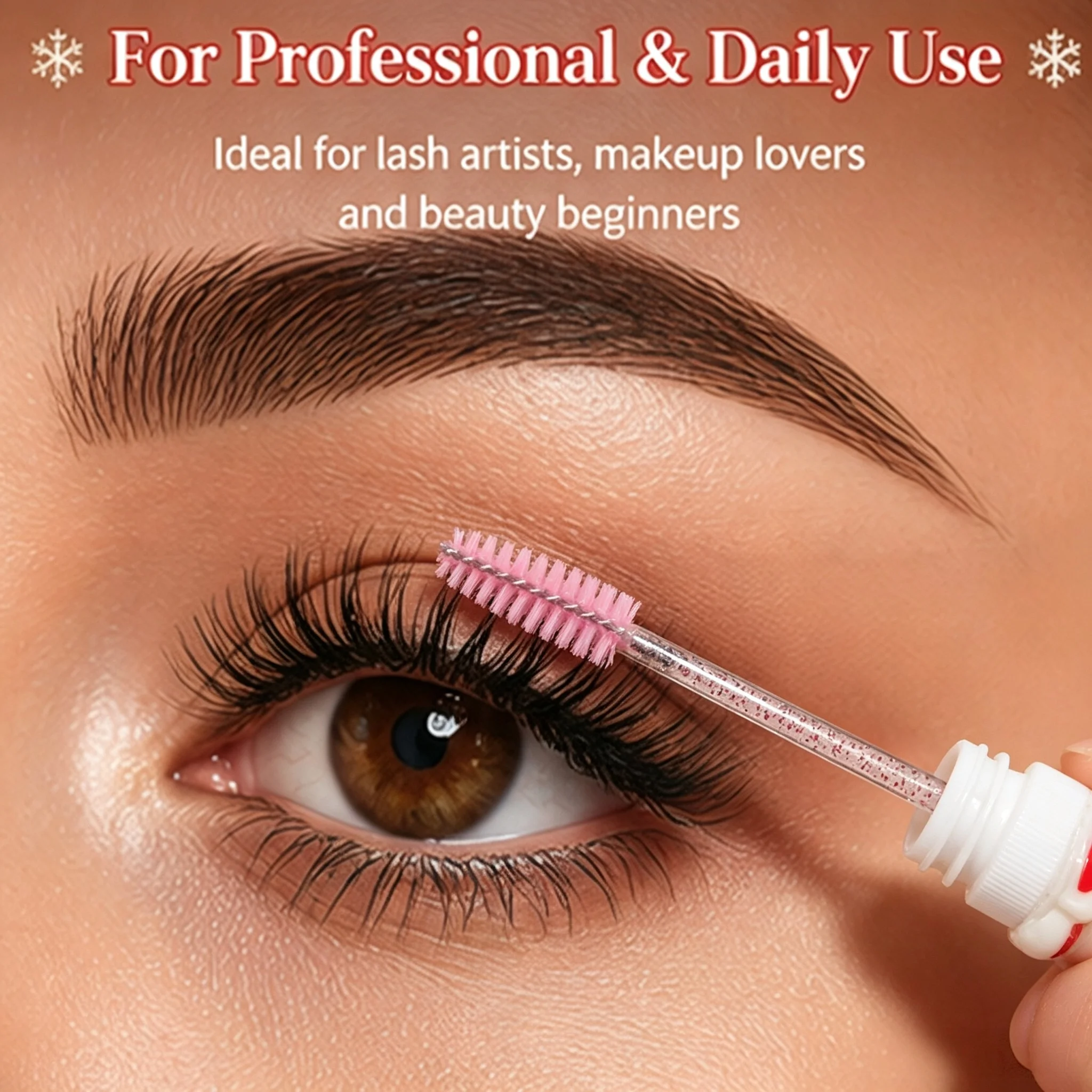 10Pcs Christmas Eyelash Brush Set Santa Snowflake Mascara Wands Spoolies Eyebrow Comb Lash Extension Tools Xmas Beauty Gifts photo 3