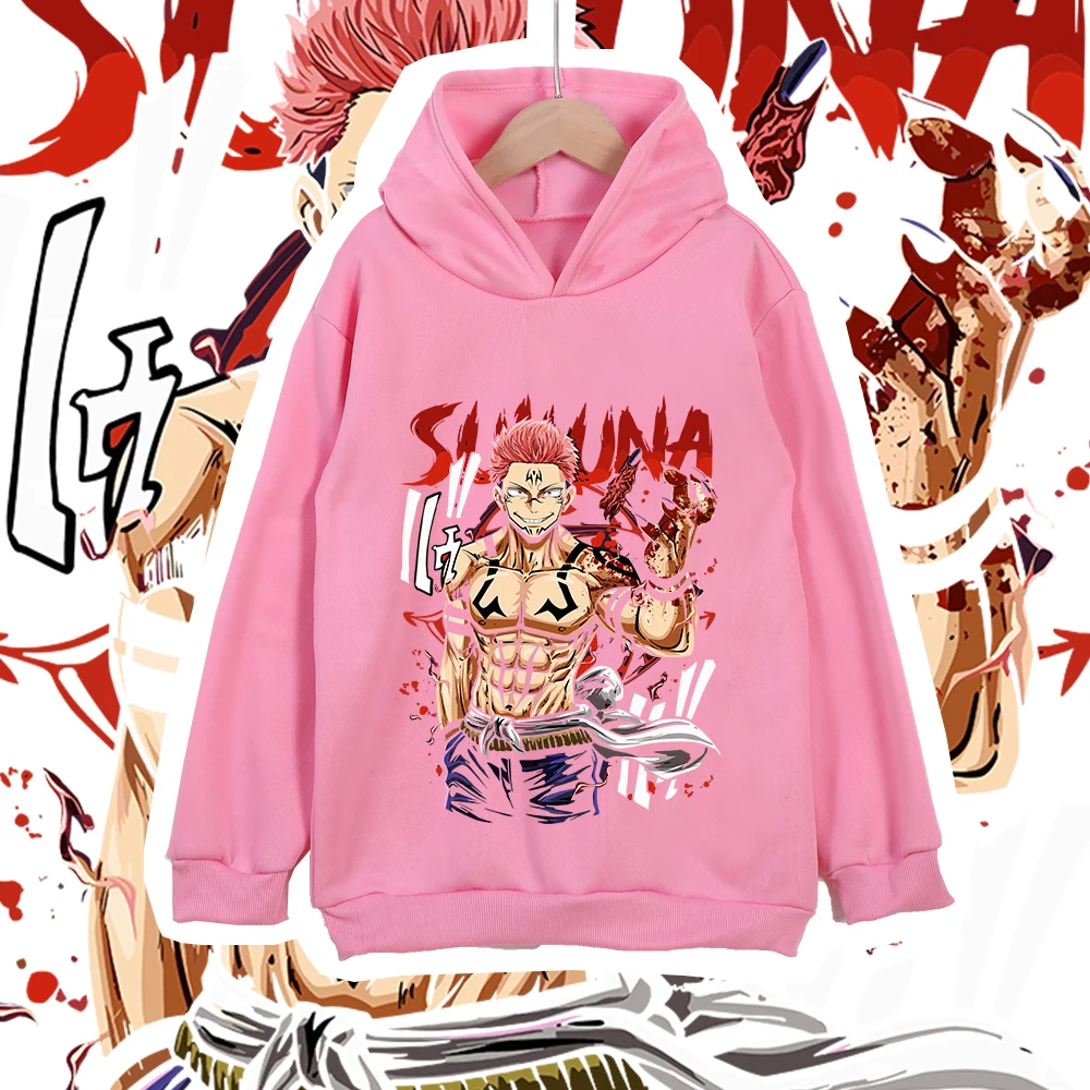 Anime Kids Cotton Tshirt Jujutsu Kaisen Sukuna Print Unisex Boys Girls Hoodie Sweatshirt for Children 100 160cm Height photo 4