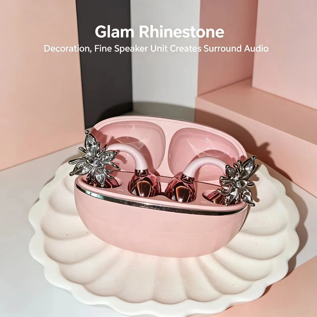 Universal Open Hook Bluetooth Headphones HD Noise Reduction Call Wireless Earphones , Come with Extra Crystal Diamond Butterfly photo 2