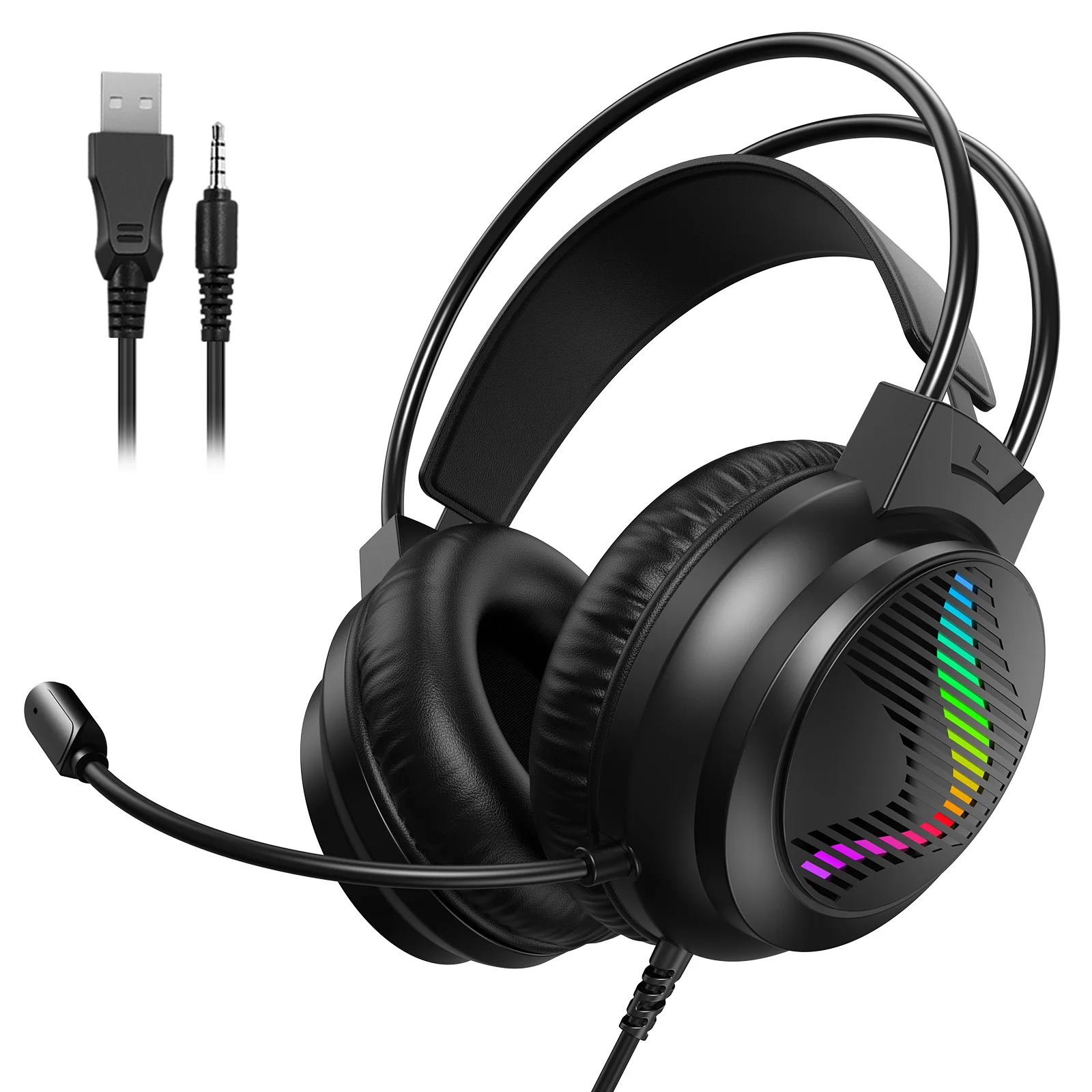 Acinaci J11 Gaming Headset for PS4 PC Xbox One PS5 Switch via 3.5mm Audio Jack, with Mic, LED Light photo 1