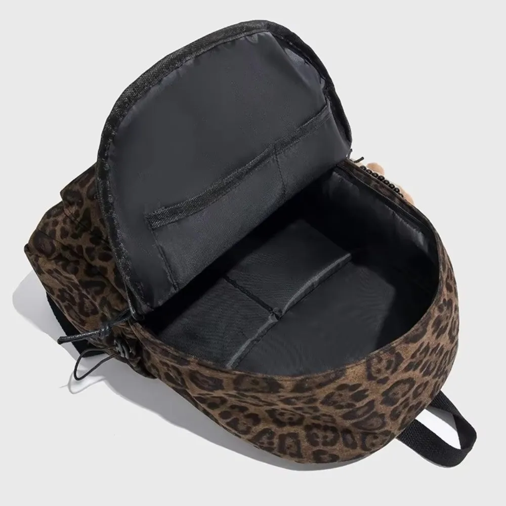 Fashion Leopard Print Laptop Backpack Large Capacity Multi-pocket Students Schoolbag Oxford Travel Daypack for Teenage Girls photo 5