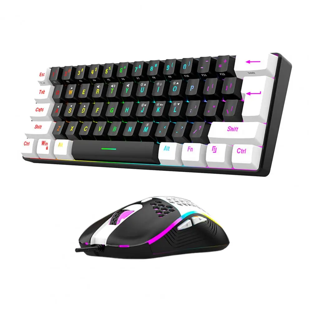 Gaming Mechanical Keyboard Rgb Mechanical Gaming Keyboard Mouse Set with 61 Wired Mini Office Kit for Universal for Gamers photo 3