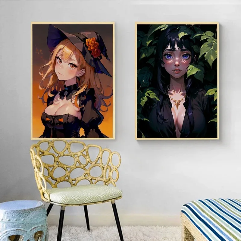 Sexy Anime Female Painting Canvas Poster Wall Art Pictures for Living Room Boy Bedroom Playroom Game Room Bar Modern Home Decor photo 2