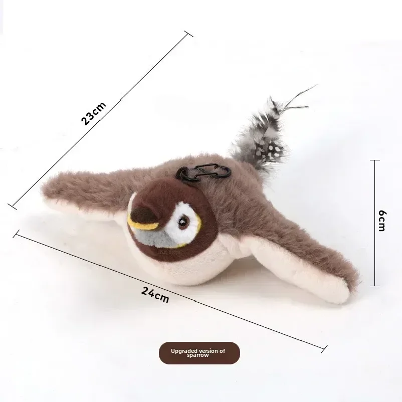 Hot Cat Interactive Toys Catnip Electric Pat Bird (with Catnip) Dog Cats Touch-Activated Squeaky Plush Toy Pet USB Rechargeable photo 2
