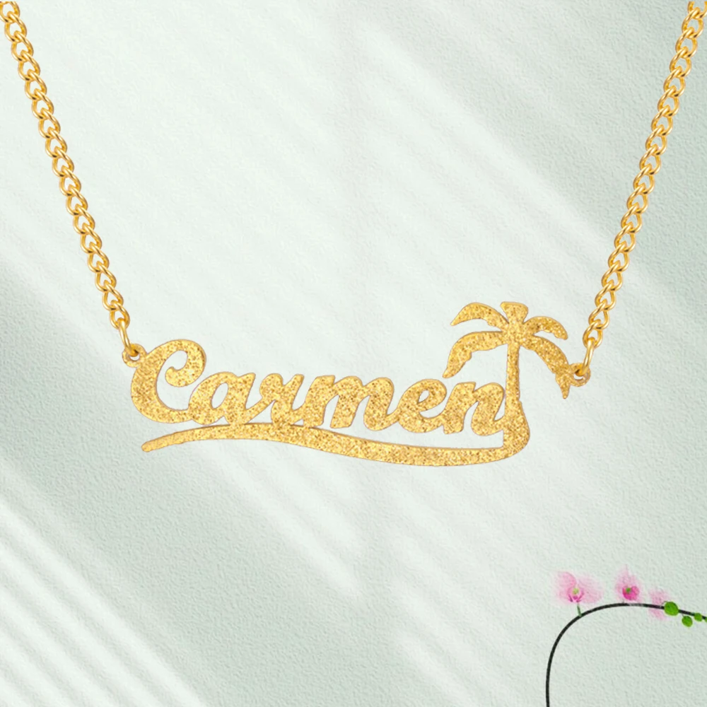 My Shape Custom Name Sparkling Necklaces Stainless Steel Customized Bling Frosted Pendants Personalized Name Chain Jewelry Gifts photo 6