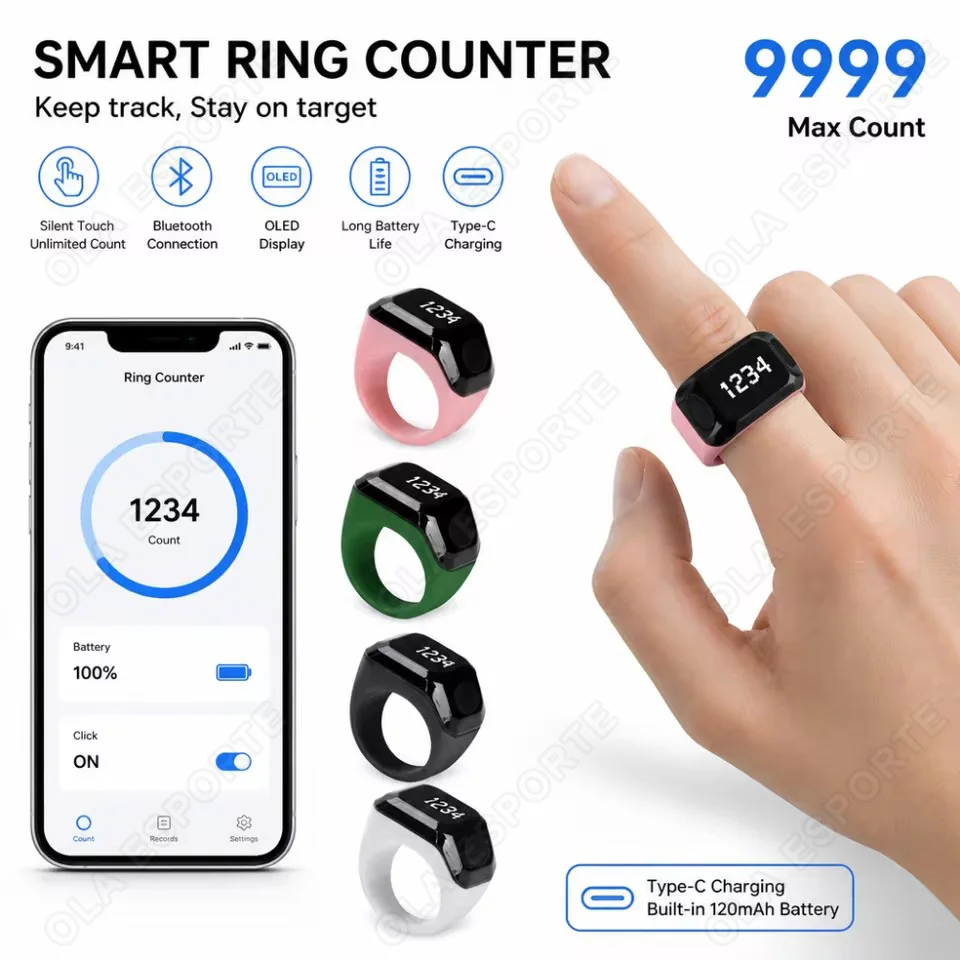 NEW Smart App Ring Counter, Portable Digital Bluetooth Counter, Wearable Counter with Time Reminder Function Counting Ring R12 photo 1