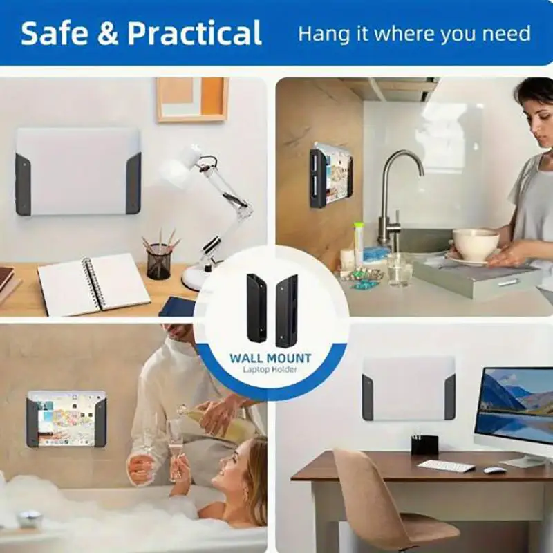 2Pcs Wall Under Desk Laptop Mount Durable Holder With Anti-Scratch Pads–Universal For Keyboards Tablets Under Desk Mount photo 6