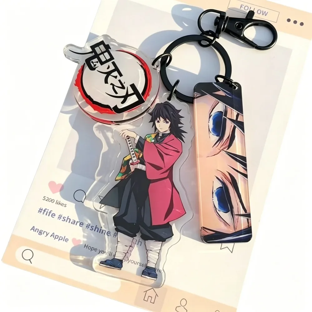 Demon Slayer Kamado Tanjirou Tomioka Giyuu Anime Two-dimensional Acrylic Keychain Student Schoolbag Backpack Decorative Pendant photo 4