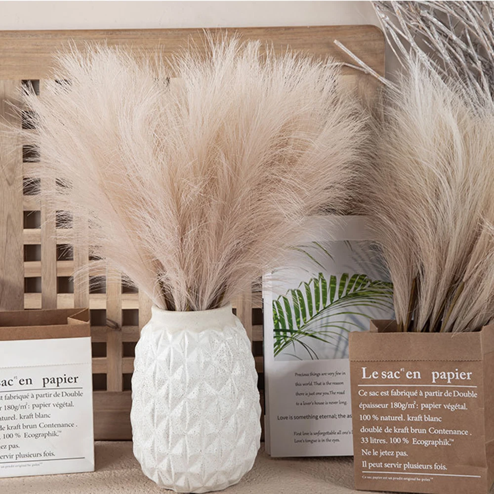 5/10/20PCS Fluffy Pampas Grass Boho Decor Artificial Flower Fake Plant Reed Simulated Party Wedding Home Decoration 42CM photo 2