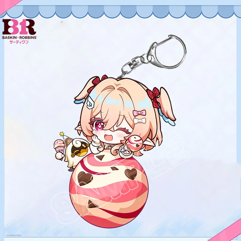 New Genshin Imapct Keychain BR Ice Cream Odette Linnea Flins Keyring Cute Cartoon Anime Game Bag Charm Friend Gift Stand photo 3