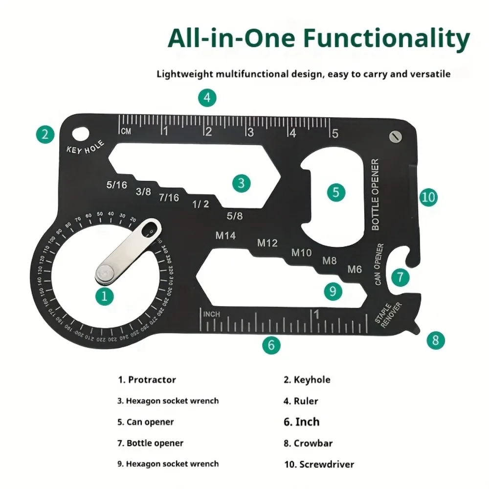 1PC Multifunctional Pocket Survival Tool- Heavy-Duty Ruler, Protractor,with Keychain Compatibility for Outdoor photo 3