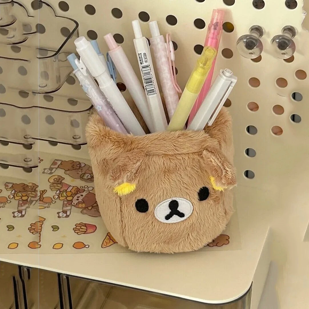 Plushes Pencil Holder Cosmetics Pen Container Kawaii Desk Accessories Office Organizer Kid Stationery Storage Box Gift photo 2