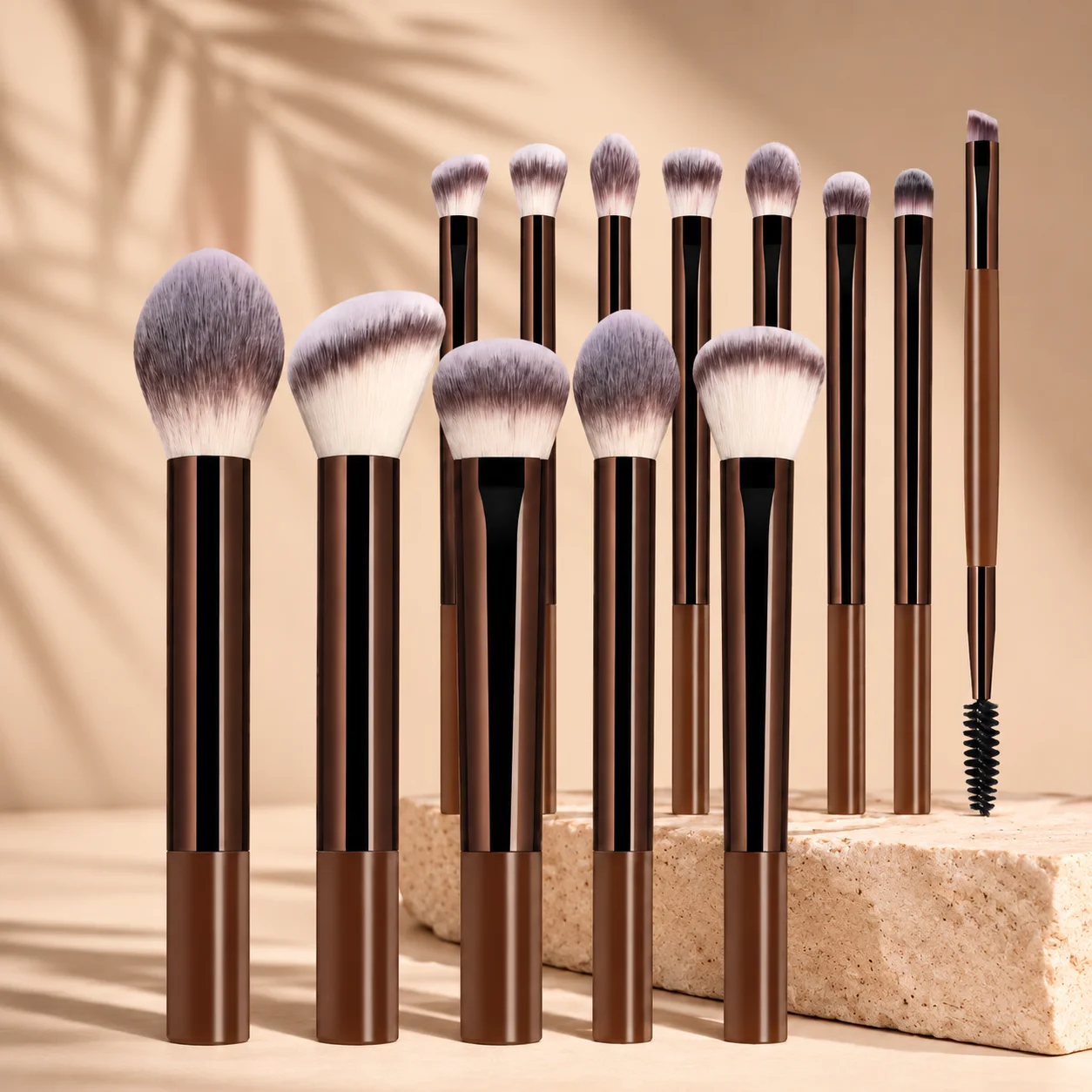 Professional Dual-Ended Makeup Brush Set Includes Foundation Brush, Contour Brush, Blush Brush, Powder Brush, Eyeshadow Brush, C photo 3