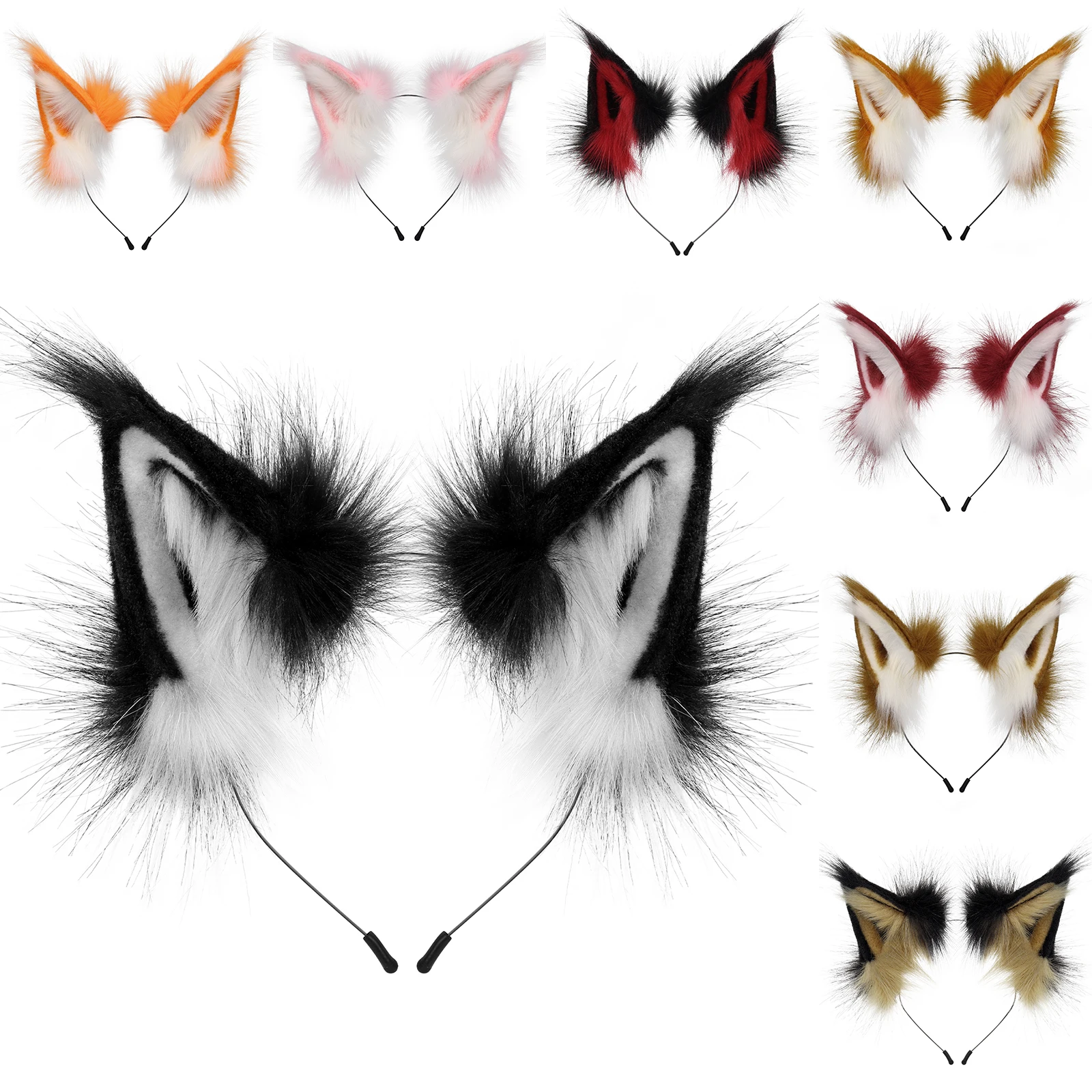 Animal Faux Fur Fox Wolf Ear Headband Furry Handmade Hairband Headwear Costume Cosplay Accessories photo 1