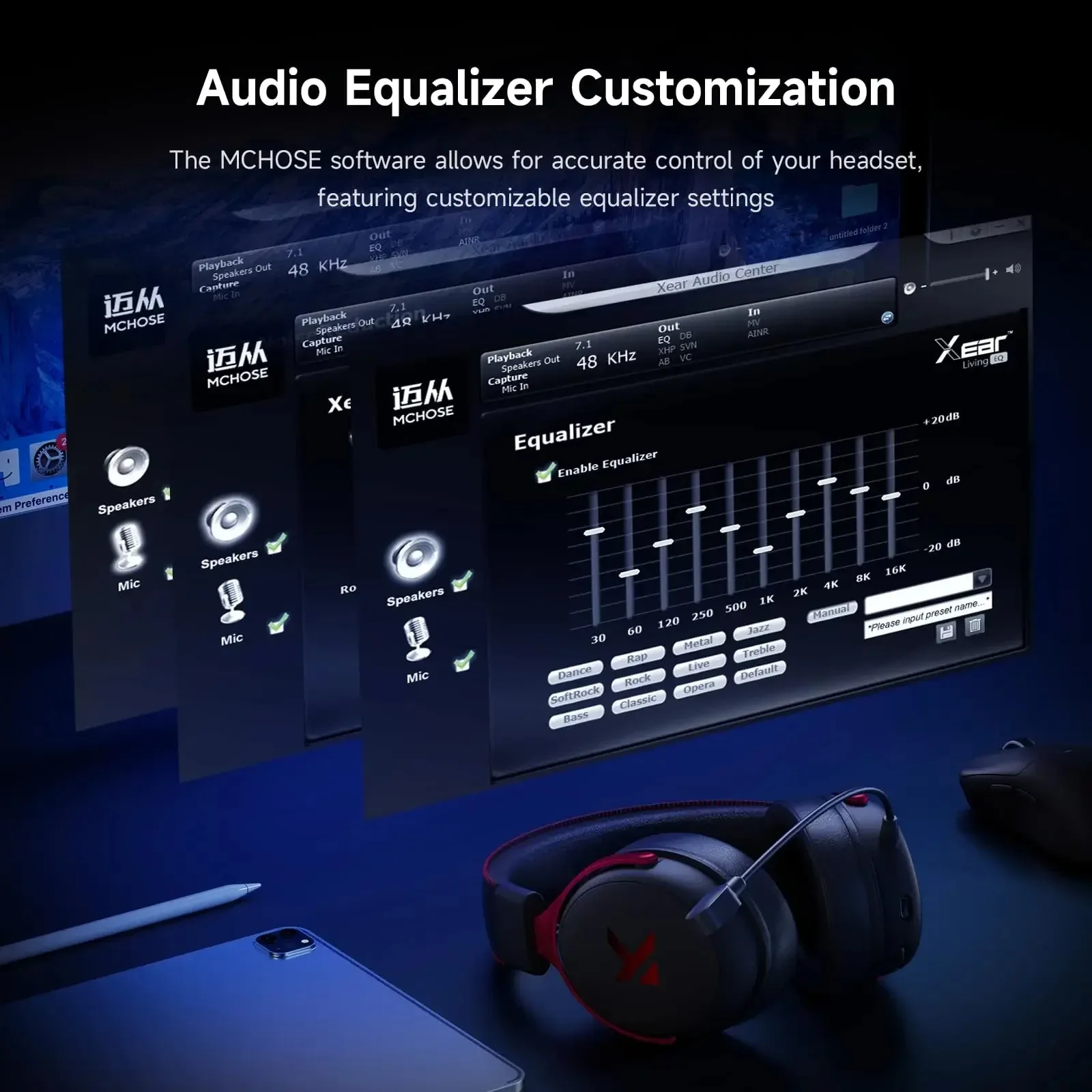 MCHOSE V9 Pro Wireless Gaming Headset 7.1Surround Sound Headphones Noise Canceling Mic Low Latency Lightweight for PS5 PC SWITCH photo 3