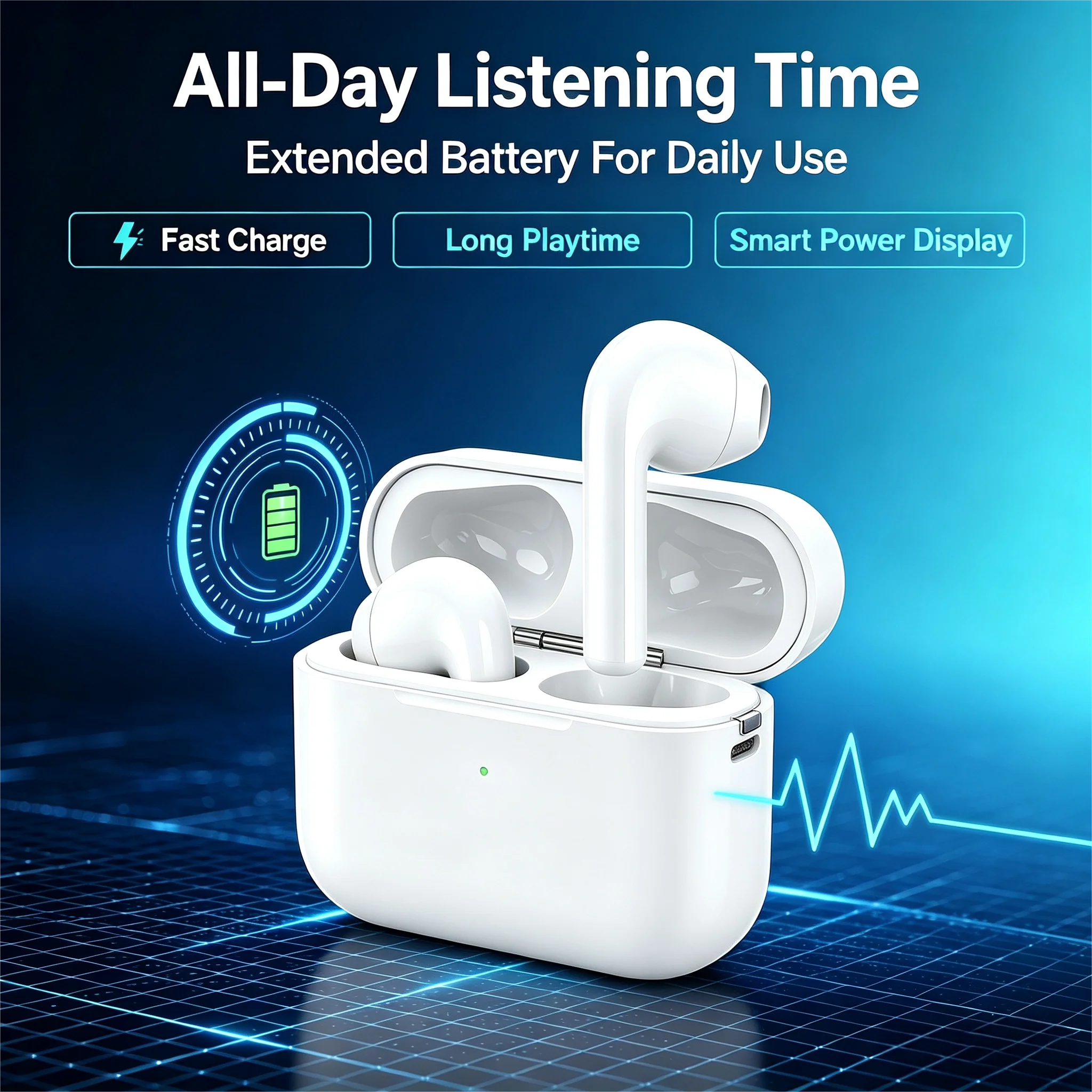 ZZLOVE Wireless Heart Rate Monitor TWS Earbuds Noise Cancelling Bluetooth Sport Earphones Charging Case photo 5