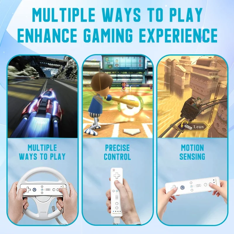 2 in 1 For Nintendo Wii Controller Set Optional Motion Plus Joystick Wireless Remote Gamepad with Silicone Case Video Game photo 4