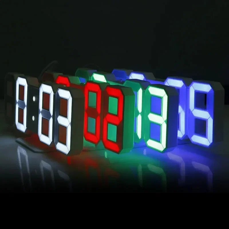 3D LED Digital Clock Wall Decoration Glow Night Mode Decoration for Home Adjustable Electronic Watch Clock Decor Clocks Garden photo 6