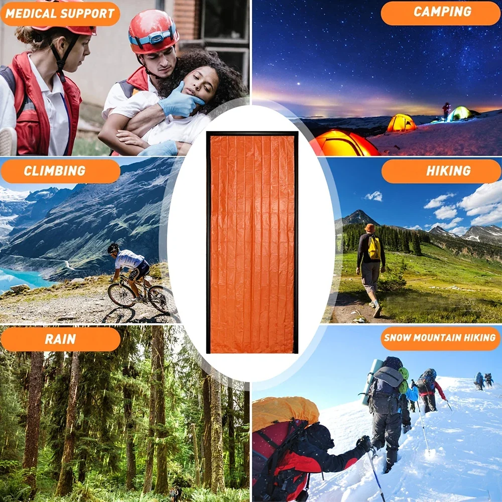 Portable Waterproof Emergency Survival Sleeping Bag Outdoor Edc Camping Gear Thermal Sack First Aid Rescue Kit Mylar Blanket photo 2