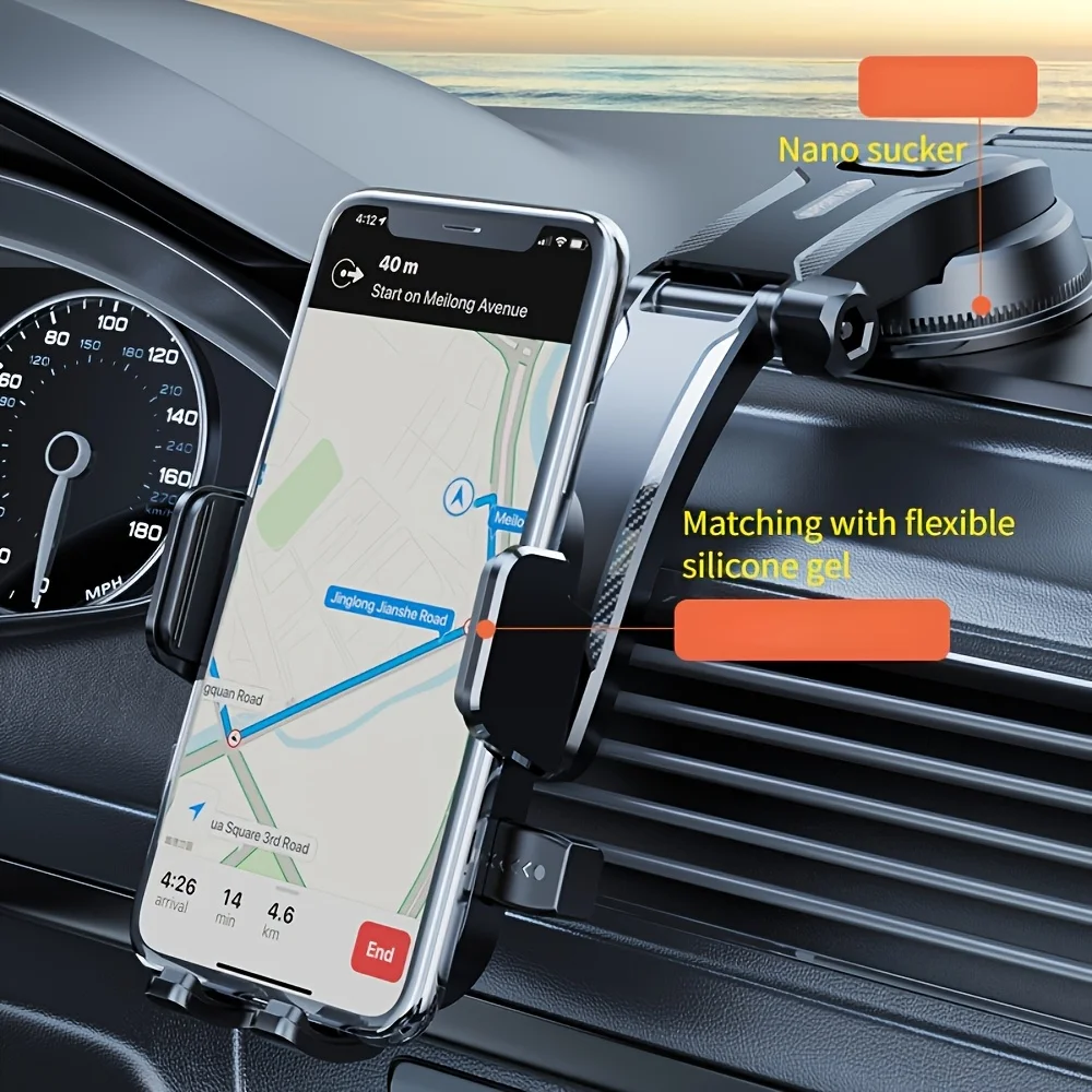 1Pc Car Mobile Phone Holder, Dashboard Installation, 360-Degree Rotatable Adjustment, Equipped with Strong Suction Cup, Non-Slip and High-Stability Mobile Phone Holder, Compatible with All Smartphones photo 3