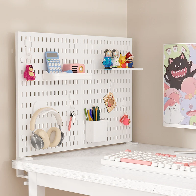 No-Drill Clamp-On Standing Pegboard Storage Organizer, Desktop Rack with DIY Accessories, Office Desk Stationery Holder photo 5