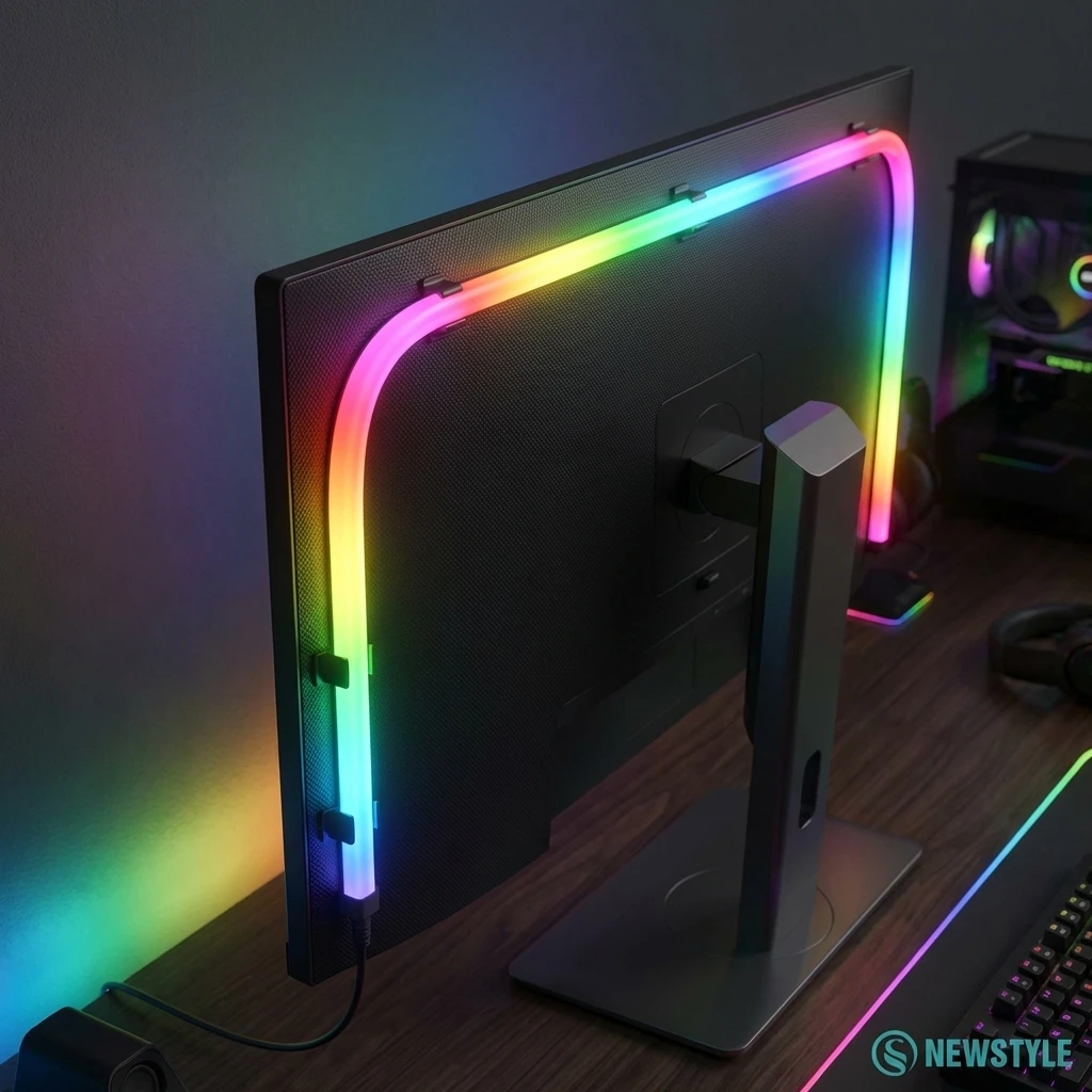 HTMCK Smart Ambient PC Display Sync Computer Monitor Backlight LED Strip Light RGB Color DIY Game Holiday Atmosphere Decor Lamp photo 1