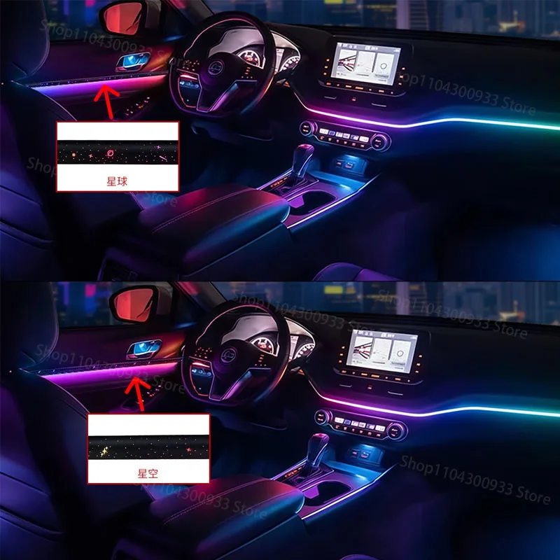 For Toyota Highlander LED Car Interior Ambient Strip Lights RGB Fiber Optic Atmosphere Neon Lighting APP Auto Decorative Lamps photo 4