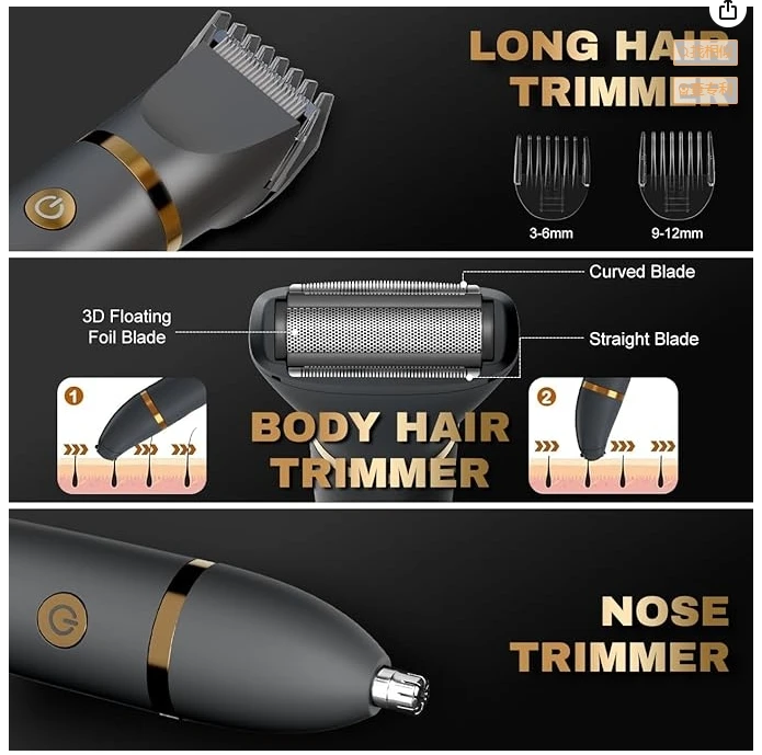 Scttomon 3-in-1 Men's Grooming Kit Hair Clipper Beard Trimmer Shaver Nose Cutter with LED Display And Charging Stand photo 4