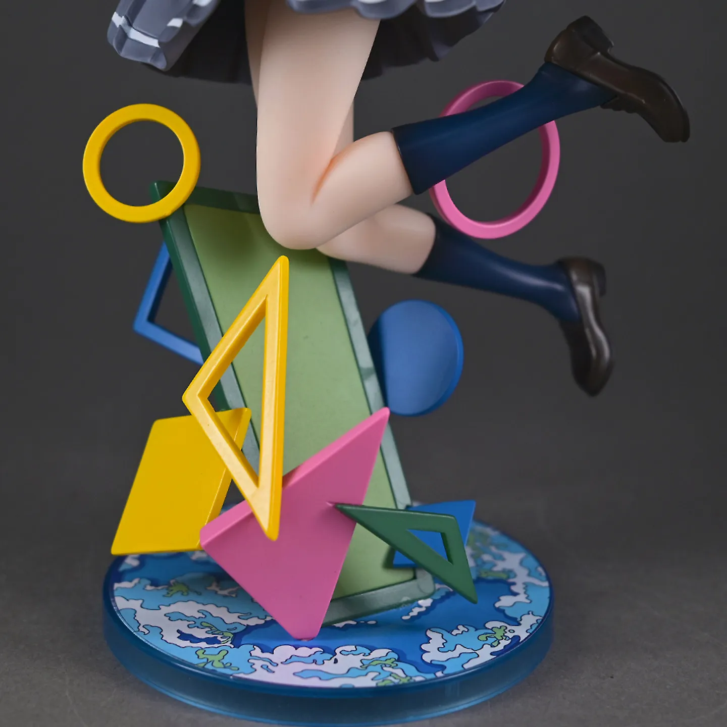 Anime Figurine Blue Hair School Uniform Figure Pvc Collectible Statue Geometric Base Desktop Decoration Display Birthday Gifts photo 4