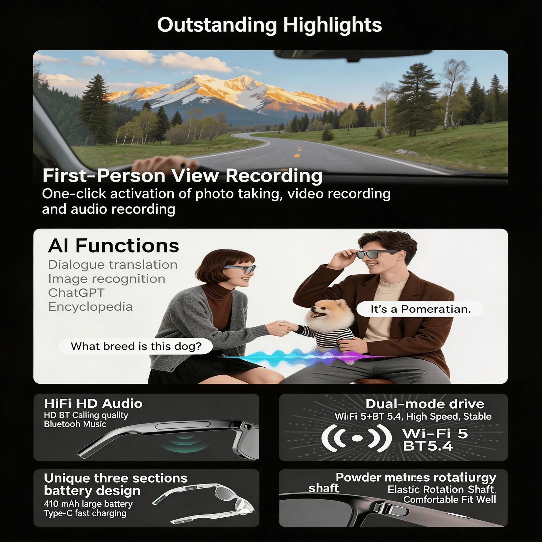 4K Camera Glasses with AI Smart Features That Support Real-Time Translation And Object Recognition, Open-Ear Audio, Ultra-Light Design, And Up to 8 Hours of Battery Life for Outdoor Cycling, Work, Travel photo 4