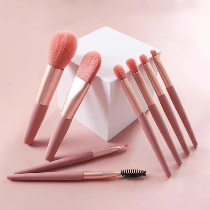 8Pcs Mini Macaron Soft Makeup Brushes Set, Portable Beginner Beauty Tools for Blush Eyeshadow, Complete Cosmetic Brush Kit photo 2