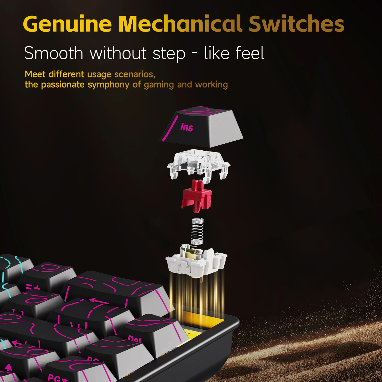 AJAZZ NK68V2 Single-Mode Wired Mechanical Keyboard Portable Gaming Keyboard RGB Hot-Swappable PC Lightweight Mechanical Keyboard photo 3