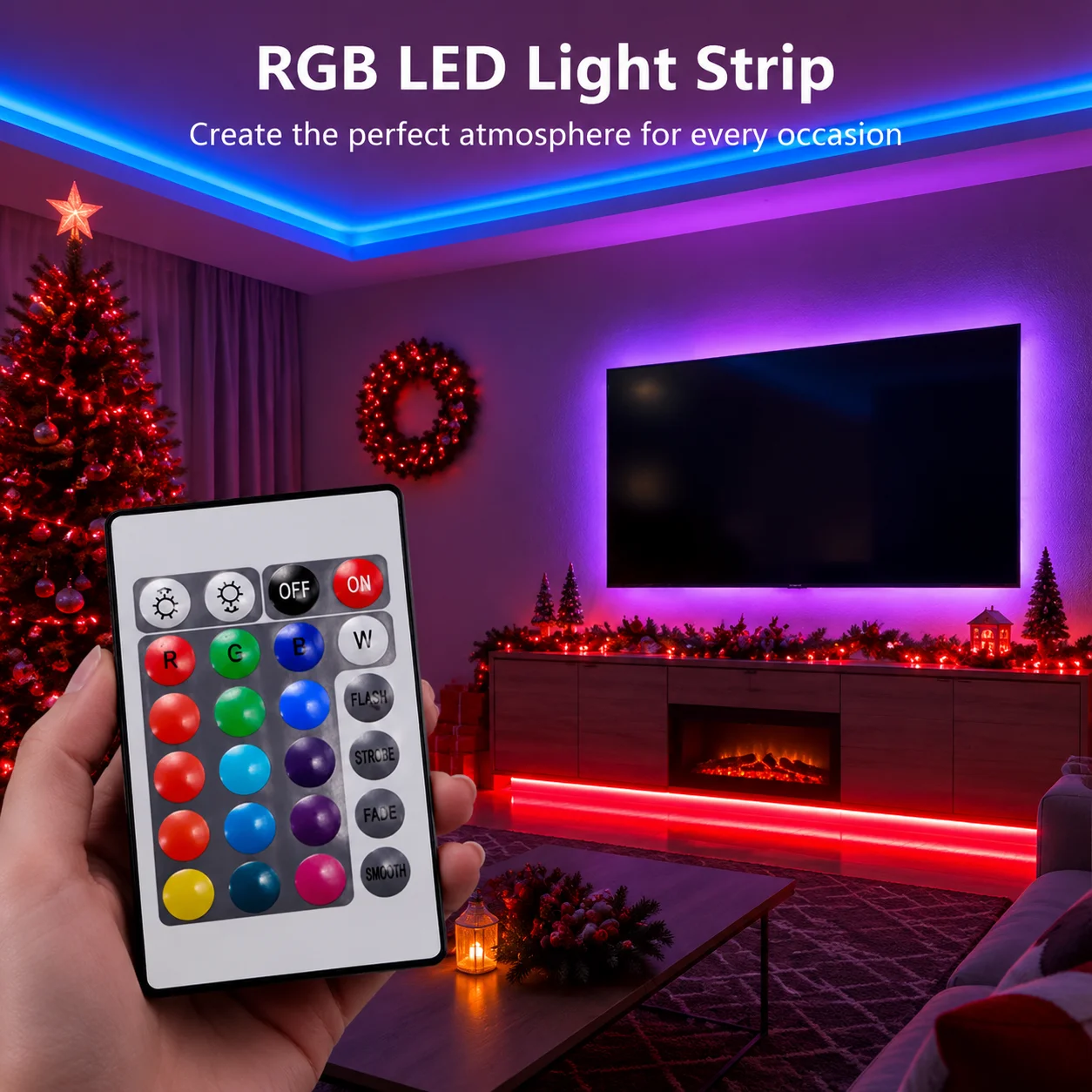 24‑Key IR Remote RGB LED Strip Light USB Flexible Color Changing LED Tape for TV Backlight DIY Bedroom Holiday Party Home Decor. photo 5