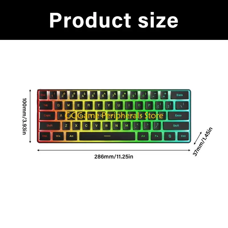 U55B Mechanical Gaming Keyboard LED Backlit Keycap Keyboard 61 Keys Corded Computer Keyboard for Laptop Gamer Office Work photo 6