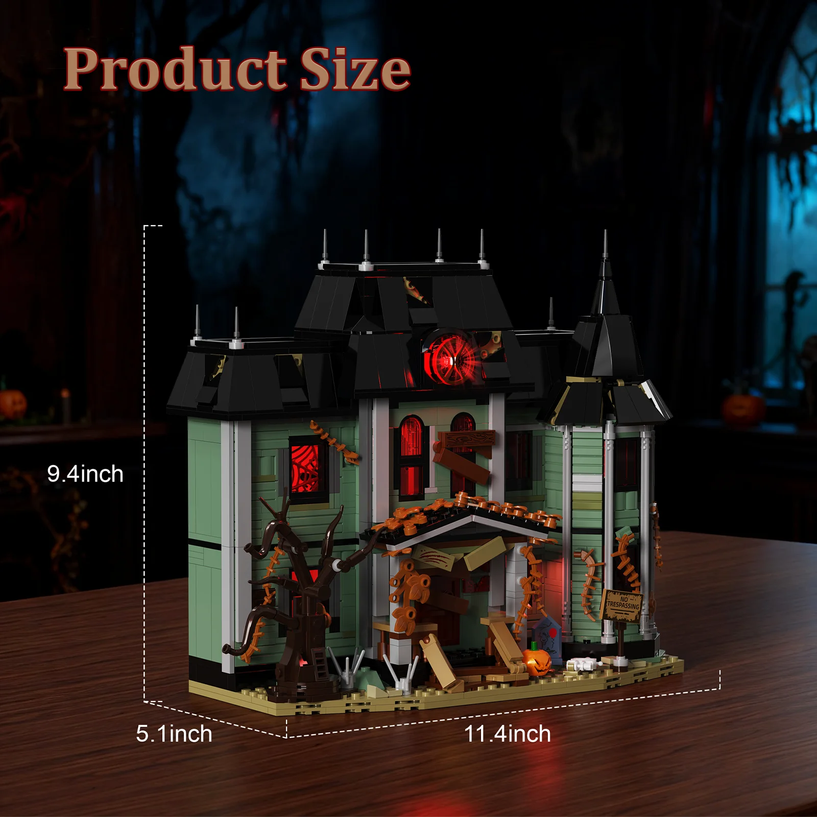 Horror Haunted House Building Blocks Set Neibolt Mansion Model Desktop Display Ornament Home Room Decoration Halloween Collectible Gift for Adult Hobbyists photo 3