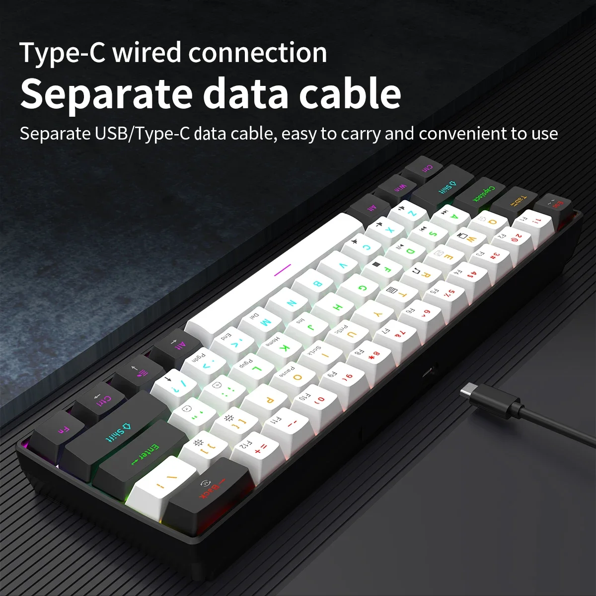 60% Wired Gaming Mechanical Keyboard RGB Backlit Ultra Compact Mini Layout for PC/Mac Gamers And Typists Easy Travel Design photo 4