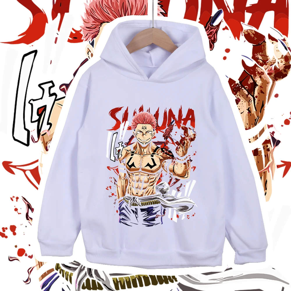 Anime Kids Cotton Tshirt Jujutsu Kaisen Sukuna Print Unisex Boys Girls Hoodie Sweatshirt for Children 100 160cm Height photo 6