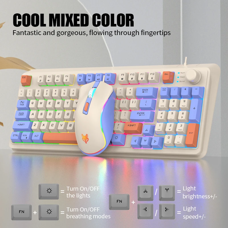 K820 USB Wired Game Keyboard Mouse Set Illuminated Desktop/Laptop Home Office Female Male Keyboard photo 5