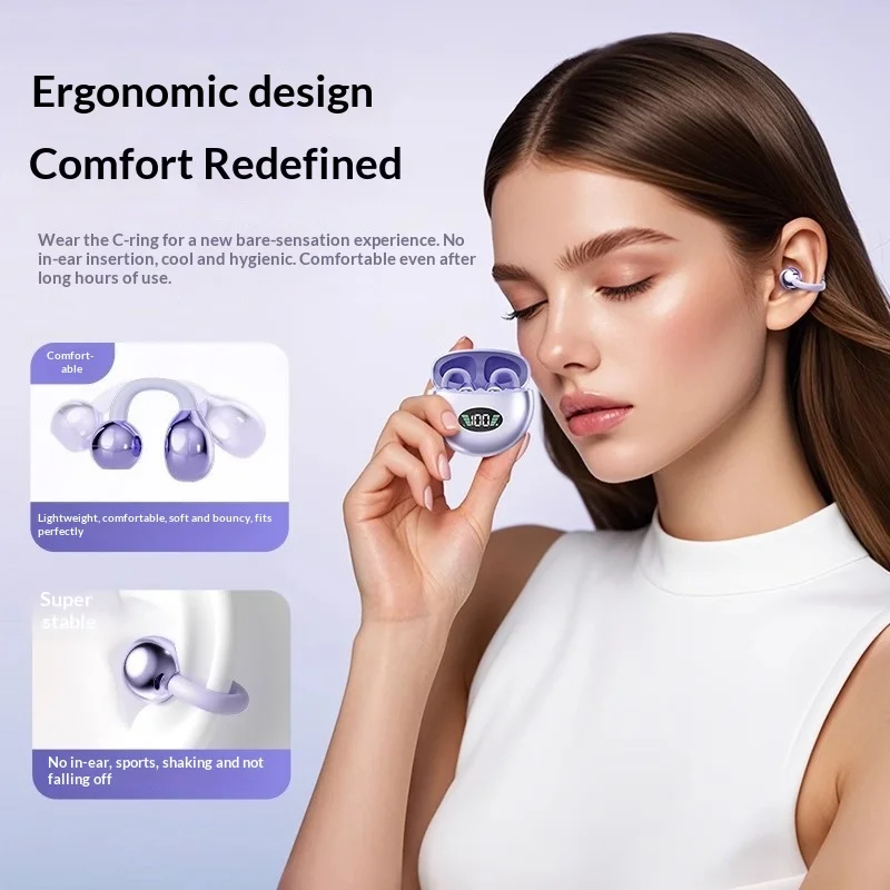 Wireless Clip-On Bluetooth Earbuds Premium HiFi Audio Sports Headphones Long Battery Life with Built-in Microphone photo 6